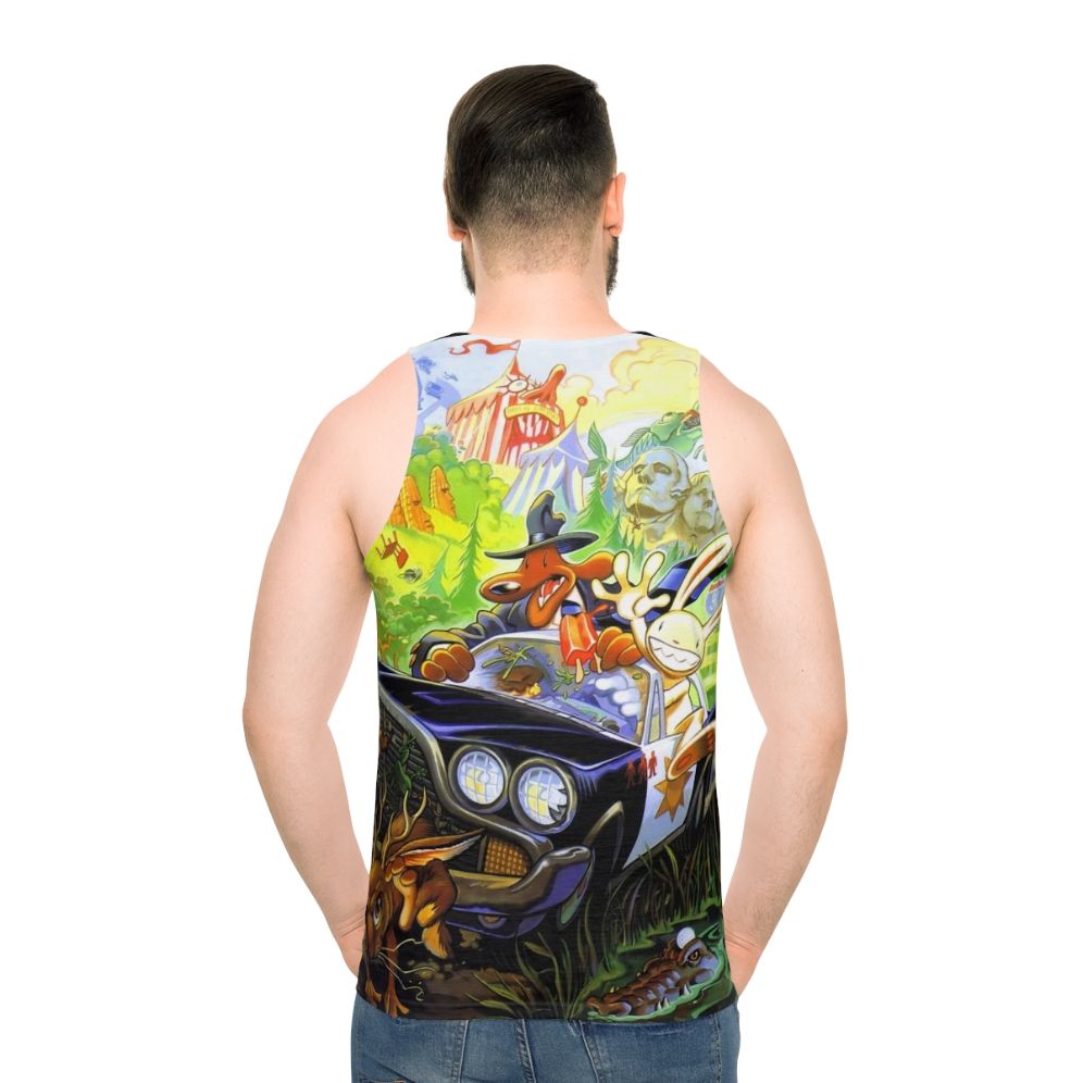 Retro gaming unisex tank top with Sam Max high contrast design