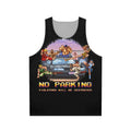 Retro gaming unisex tank top with "No Parking Violators Will Be Destroyed" design