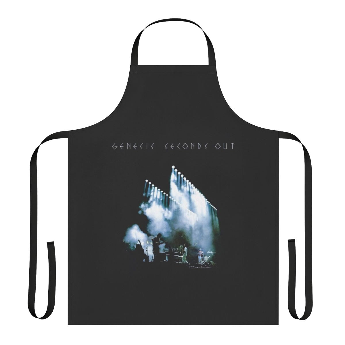 Vintage-style apron featuring imagery inspired by the Genesis album "Seconds Out"