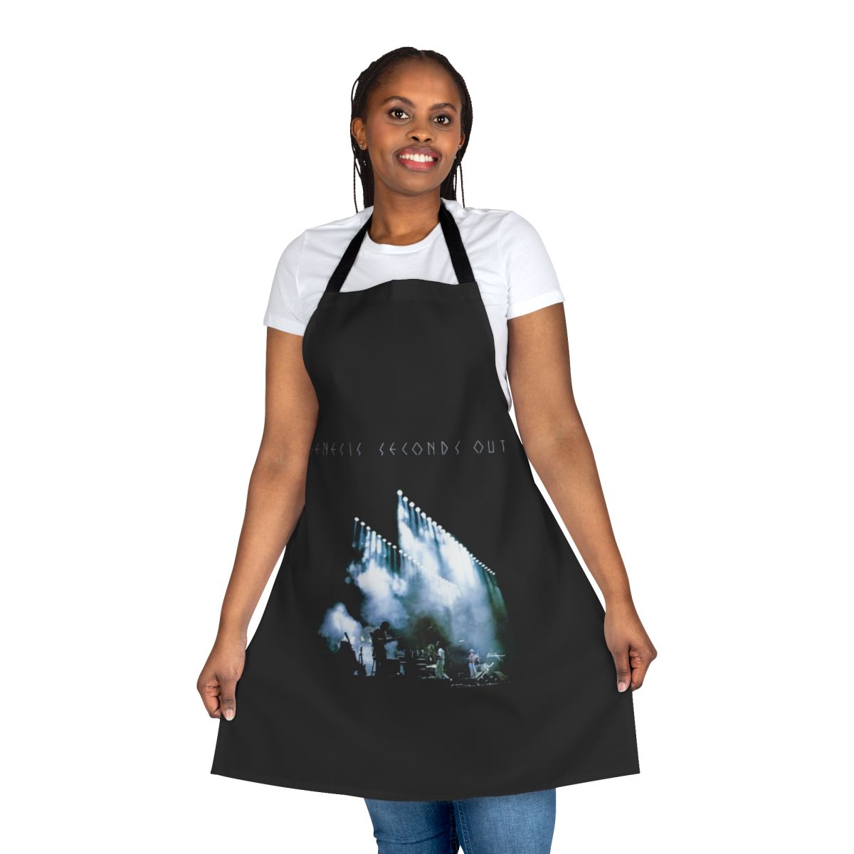 Vintage-style apron featuring imagery inspired by the Genesis album "Seconds Out"