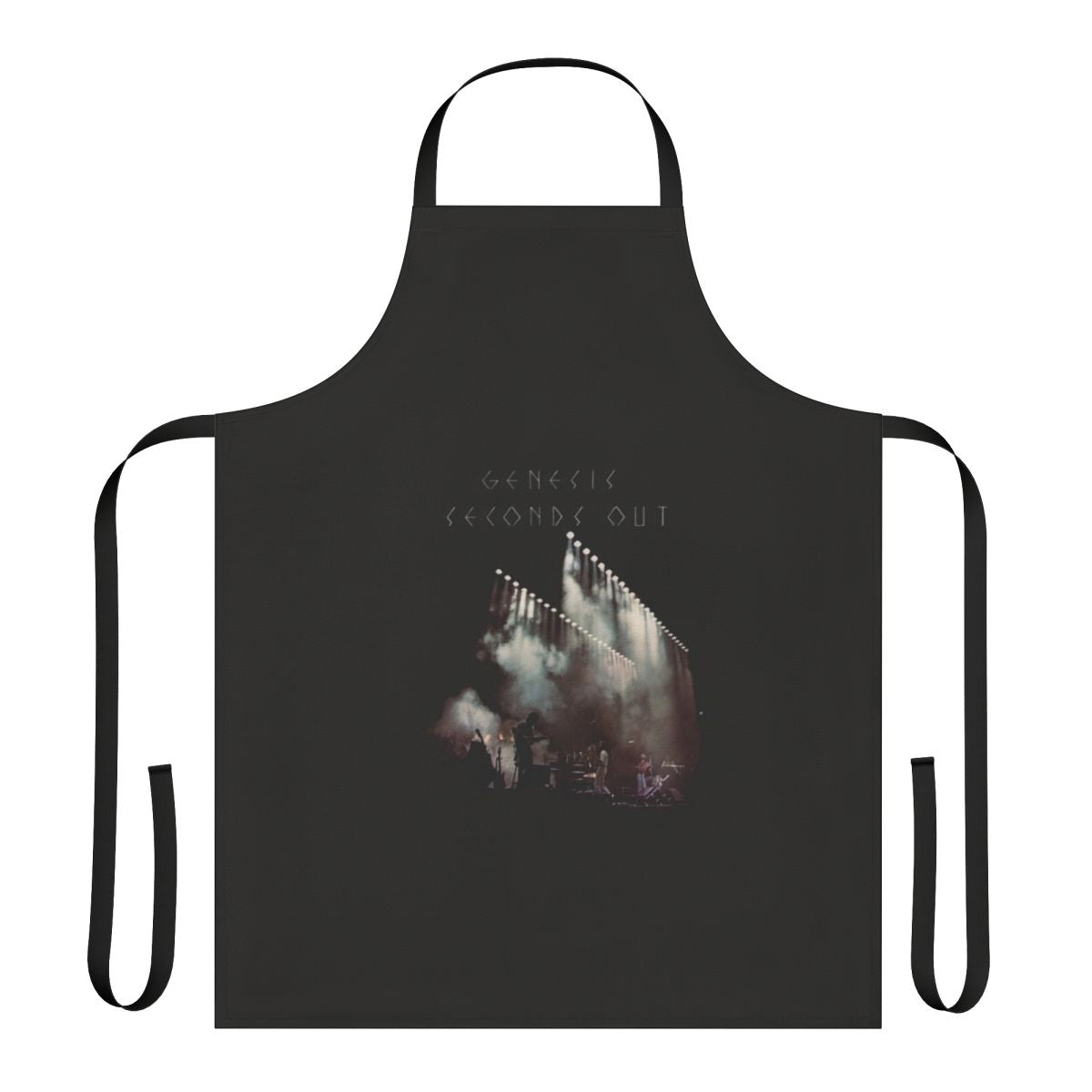 Retro-style apron featuring a tribute design to the iconic British progressive rock band Genesis