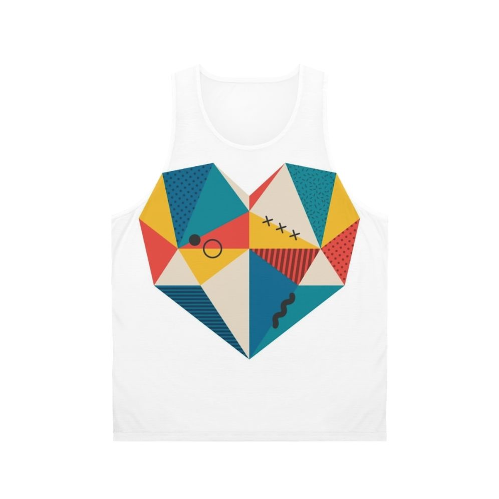 Retro geometric heart unisex tank top