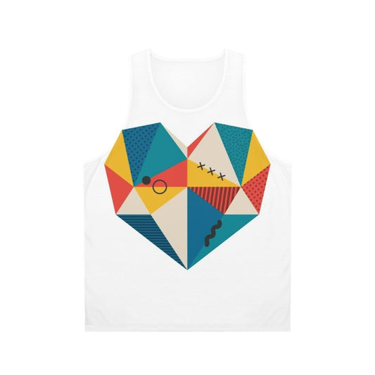 Retro geometric heart unisex tank top