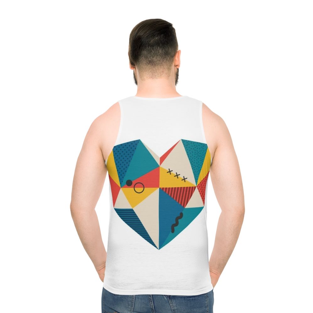 Retro geometric heart unisex tank top