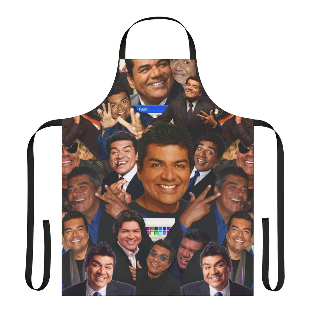 Retro-style apron featuring a playful George Lopez-inspired design