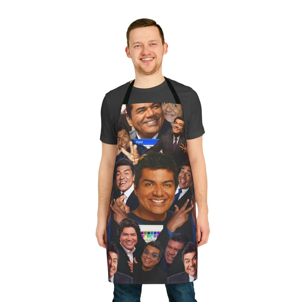 Retro-style apron featuring a playful George Lopez-inspired design