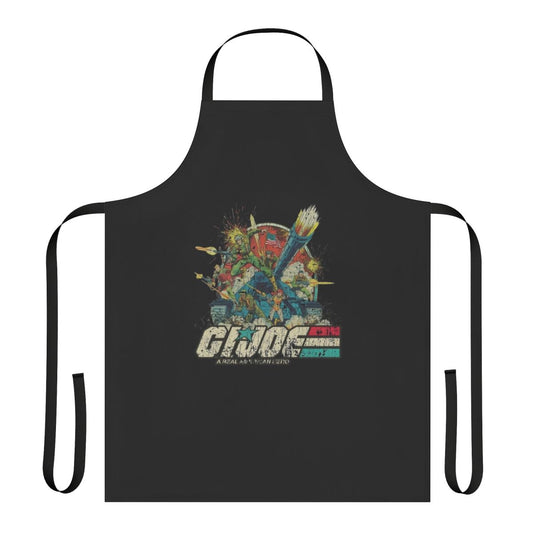 Retro-style apron featuring Gi Joe characters and symbols