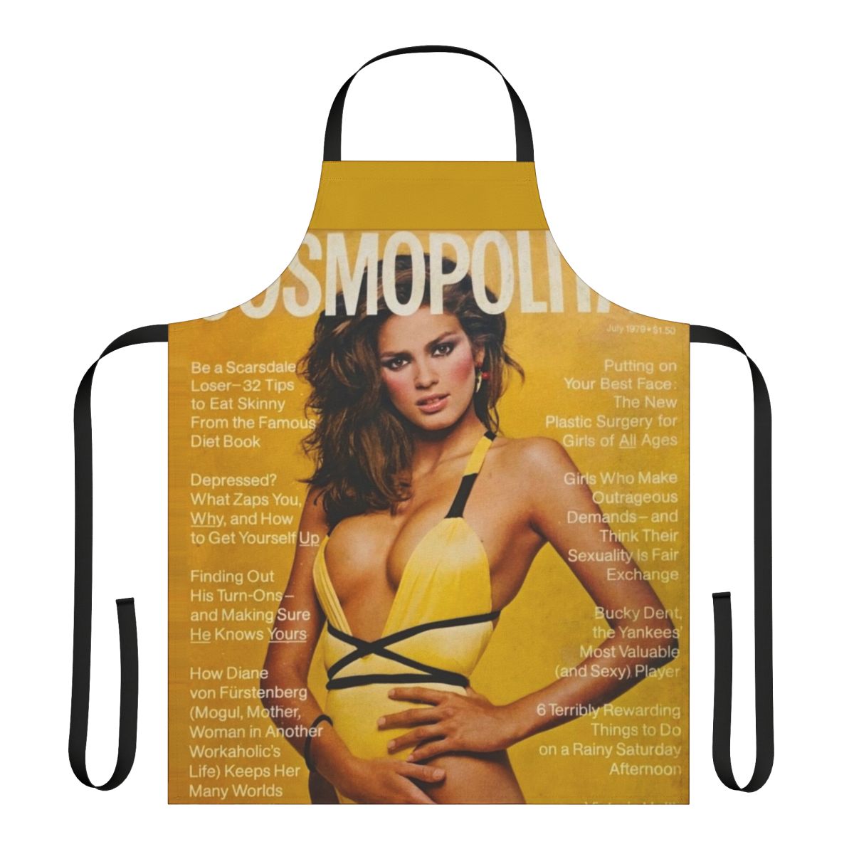 Vintage-style apron featuring Gia Carangi's iconic Cosmopolitan magazine cover image
