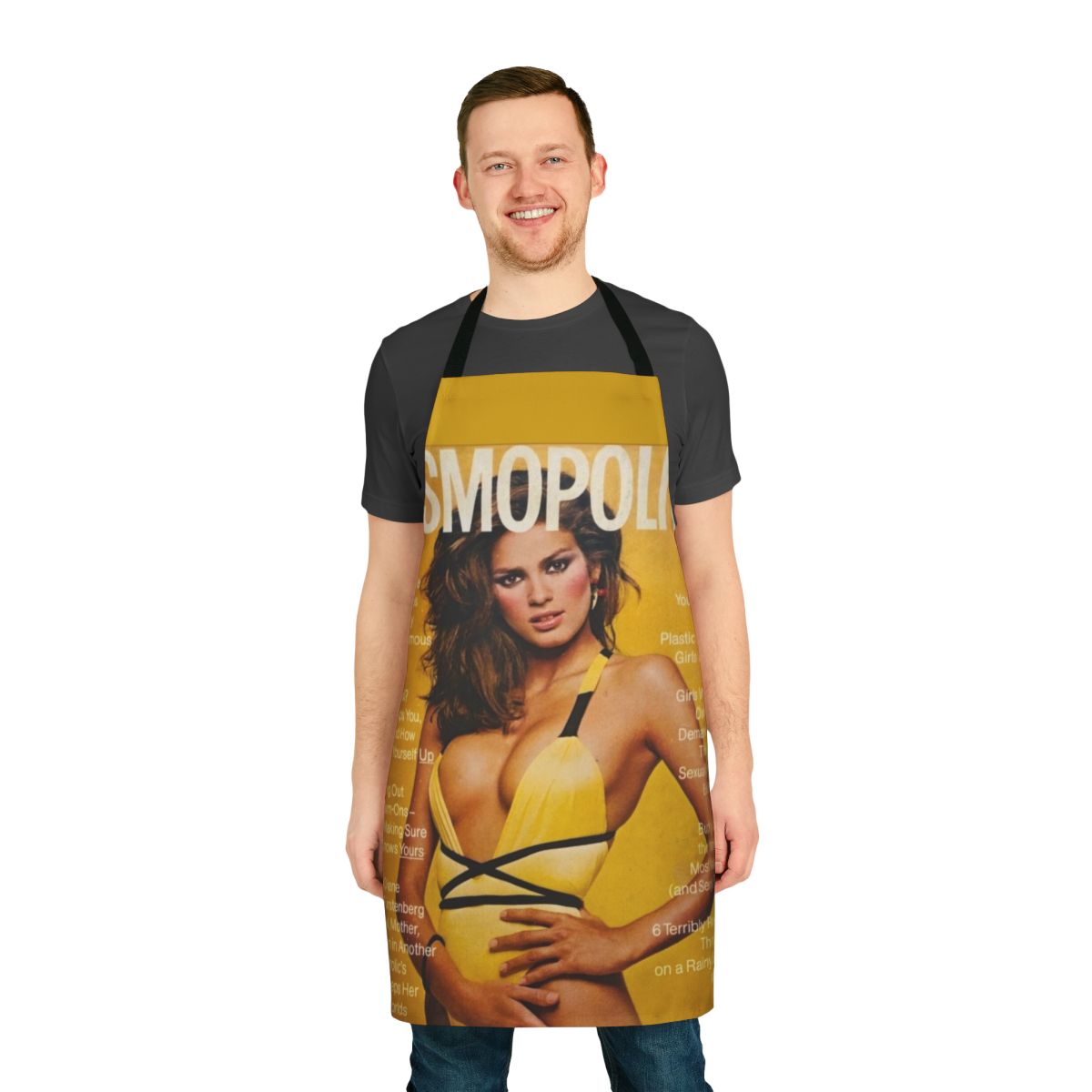 Vintage-style apron featuring Gia Carangi's iconic Cosmopolitan magazine cover image