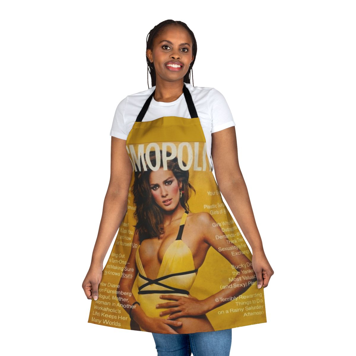 Vintage-style apron featuring Gia Carangi's iconic Cosmopolitan magazine cover image