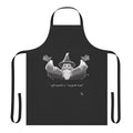 Monochrome pixel art image of a wizard holding a magic staff, wearing a black and white apron with Git-themed designs