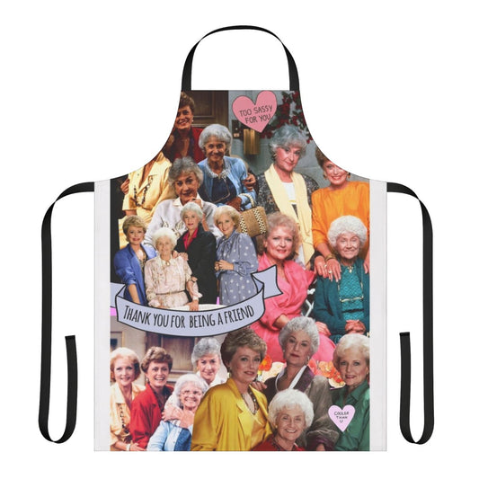 Golden Girls themed apron featuring iconic characters from the classic sitcom
