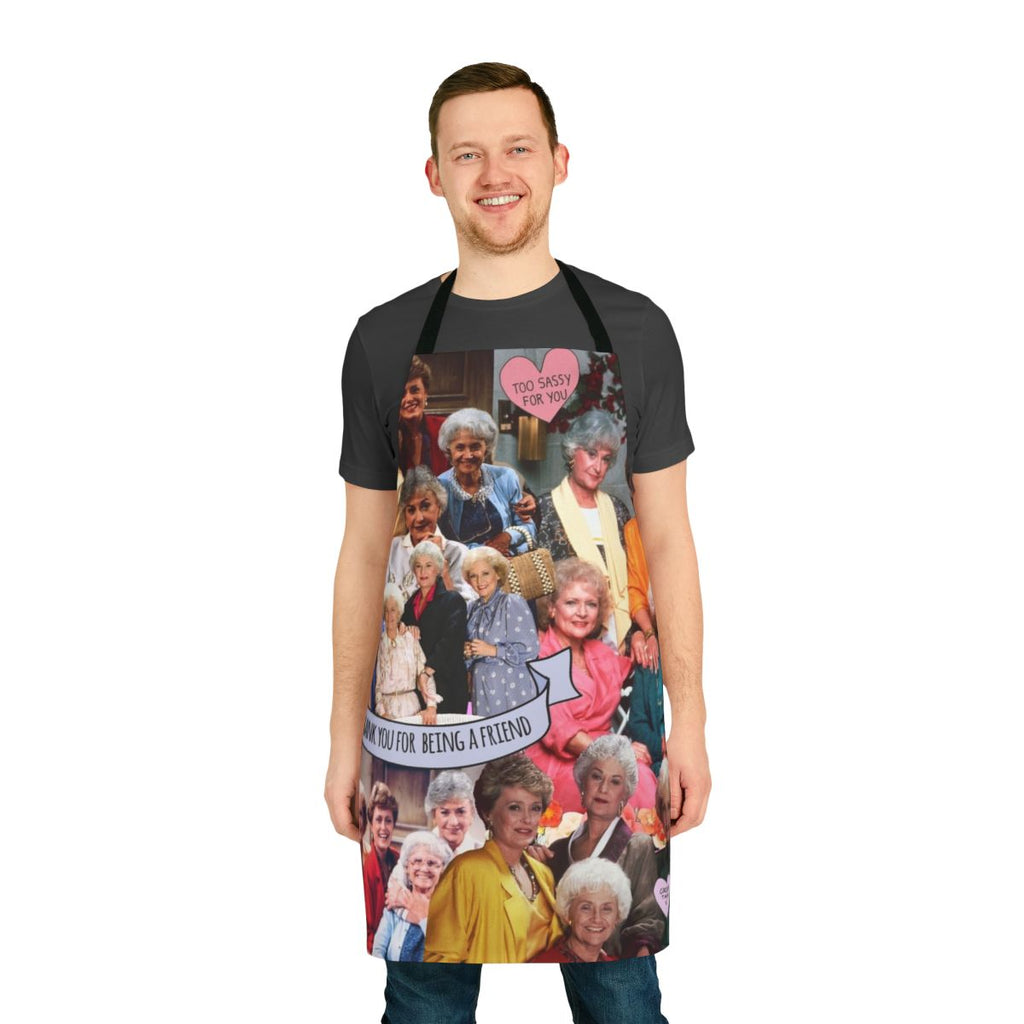 Golden Girls themed apron featuring iconic characters from the classic sitcom