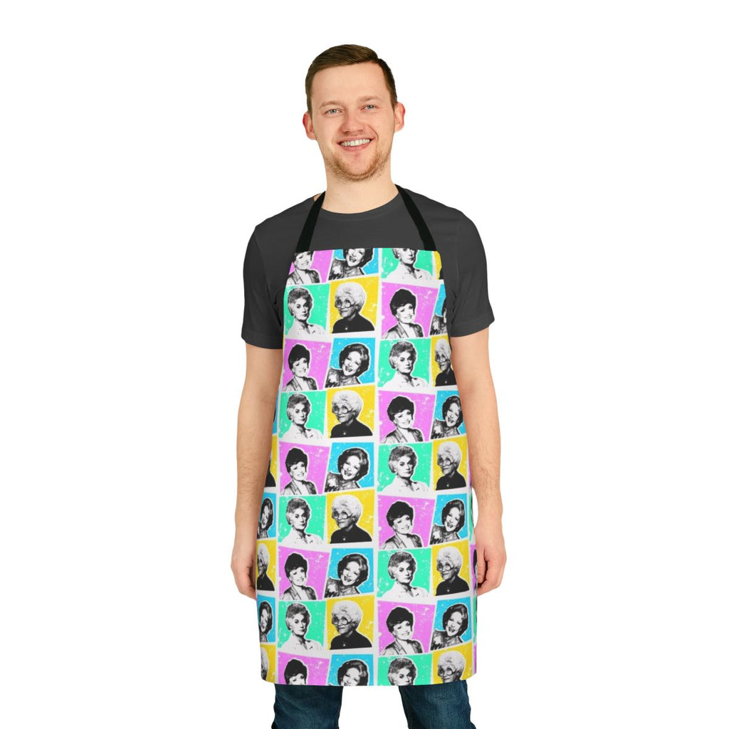 Colorful pop art-style apron with characters from the classic TV show The Golden Girls