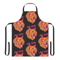 Retro-style apron featuring a golden retriever with devil horns and sunglasses