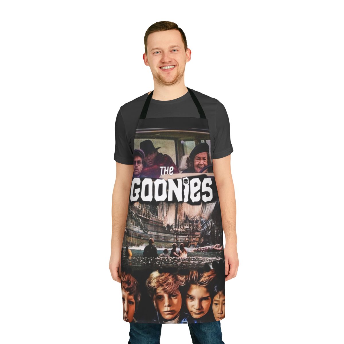 Apron featuring iconic imagery and text from the classic 1980s movie The Goonies