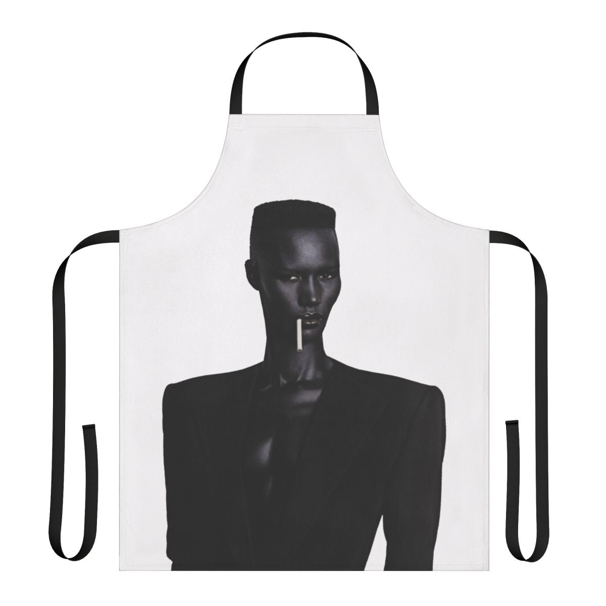 Retro-style apron featuring a portrait of iconic singer and actress Grace Jones