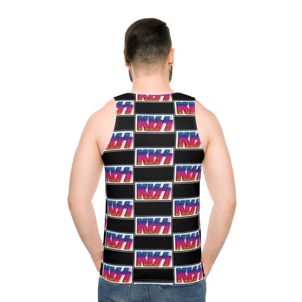 Retro gradient glowing logo kiss band unisex tank top