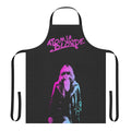 Retro graffiti-style apron in pink and blue colors, inspired by the movie Atomic Blonde and actress Charlize Theron.