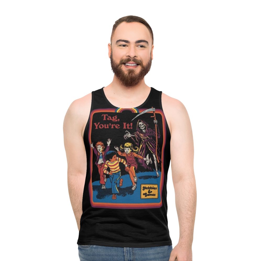 Retro Grim Reaper "Tag, You're It" Unisex Tank Top