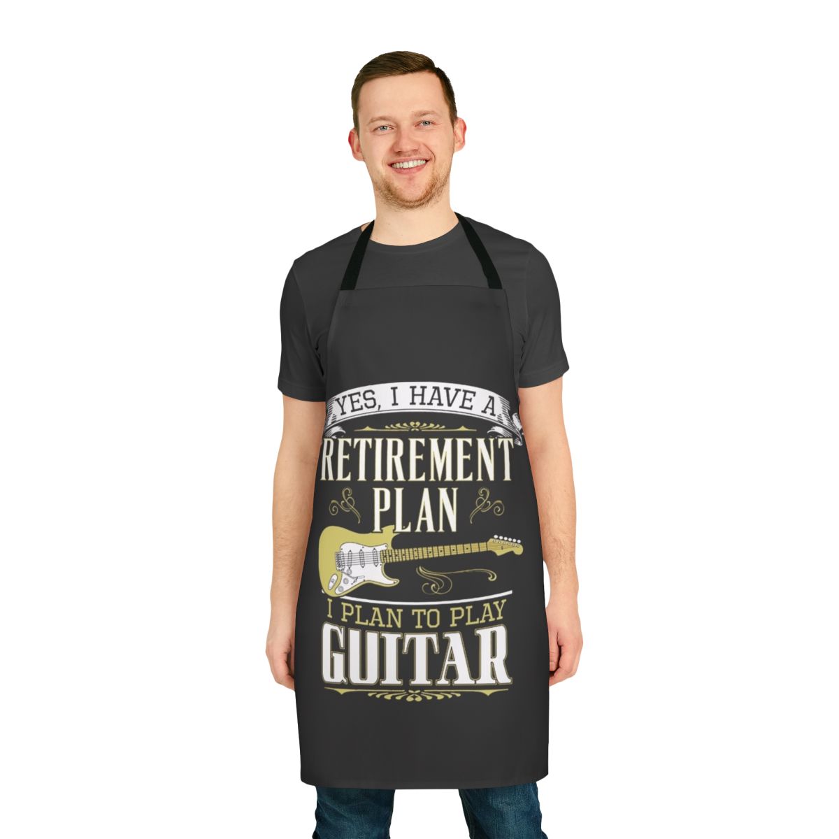 Vintage-style guitar musician's apron in classic rock design