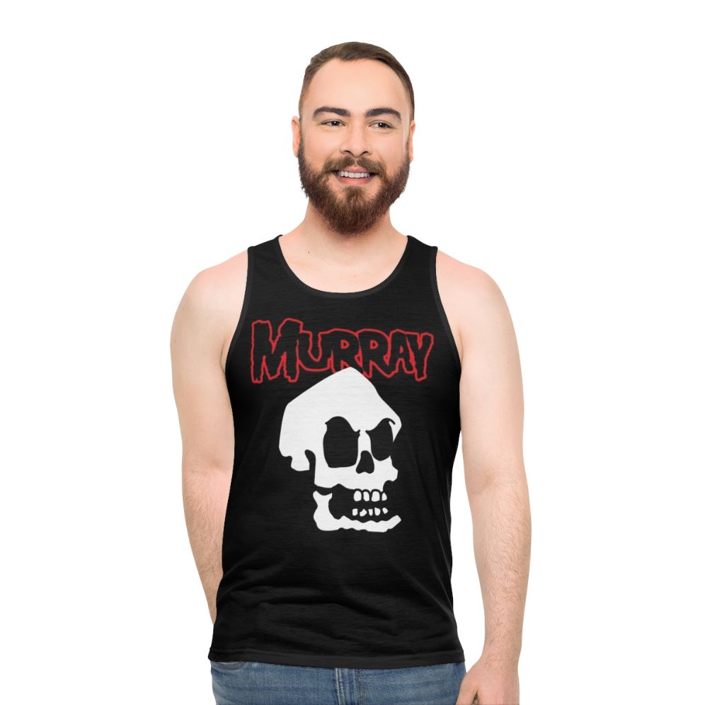 Unisex tank top with retro Guybrush Threepwood pixel art design