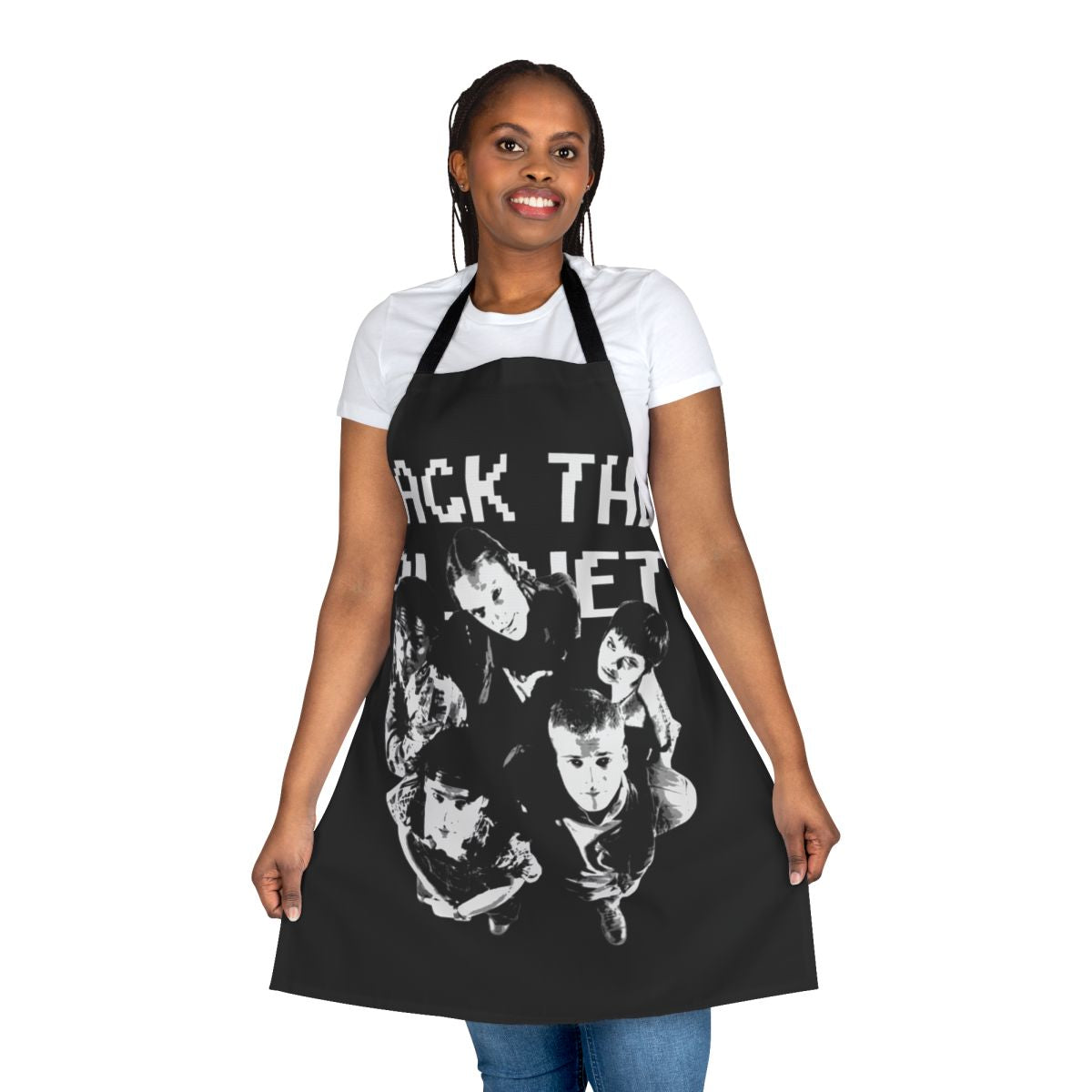 Retro-style apron with "Hack the Planet" design, inspired by the iconic 90s movie