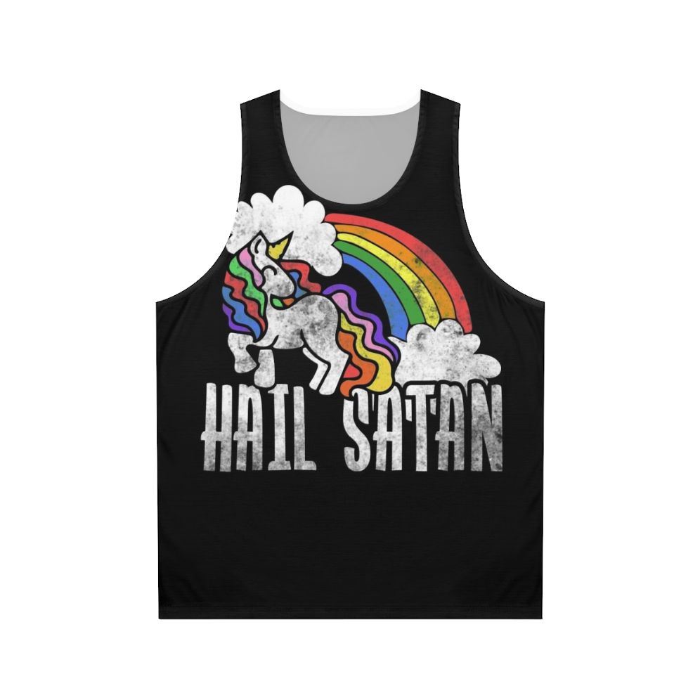 Retro Hail Satan Rainbow Unicorn Unisex Tank Top
