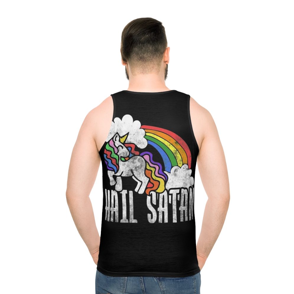 Retro Hail Satan Rainbow Unicorn Unisex Tank Top