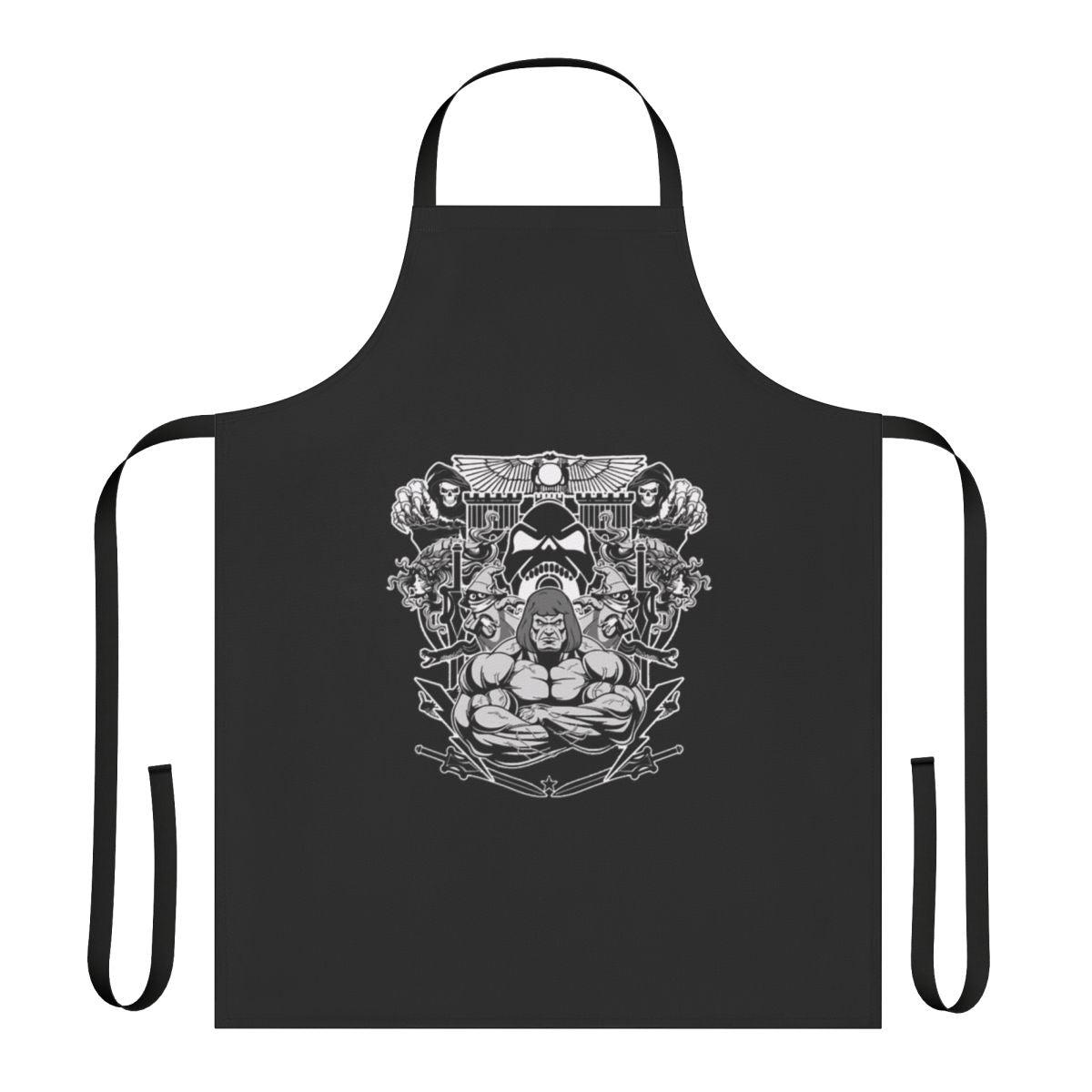 Retro He-Man inspired apron featuring the iconic Castle Grayskull