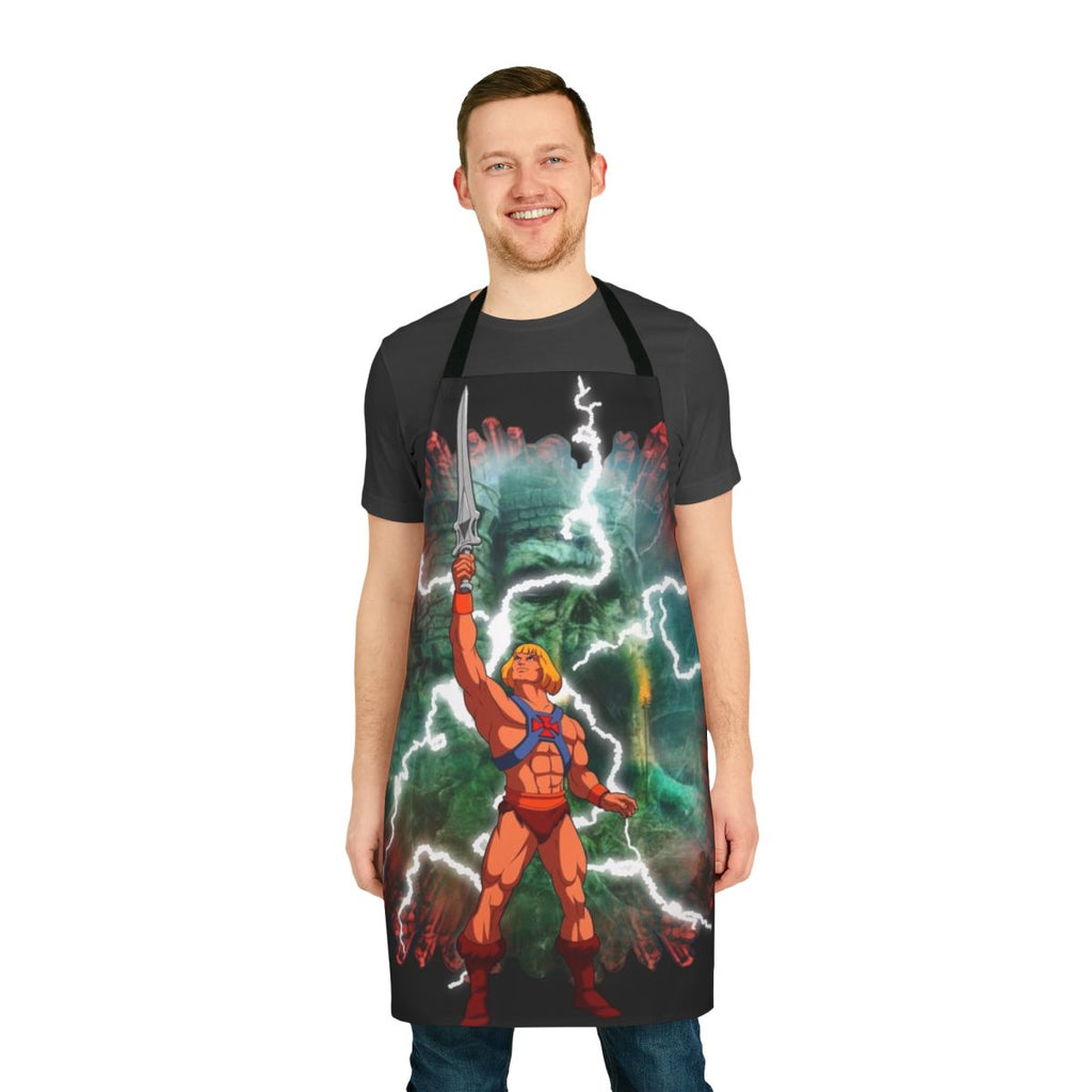 Retro He-Man Inspired Art Apron with Iconic Characters and Symbols