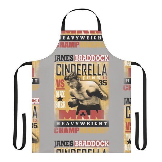 Vintage-style heavyweight boxing apron featuring James Braddock, the 1935 boxing champion