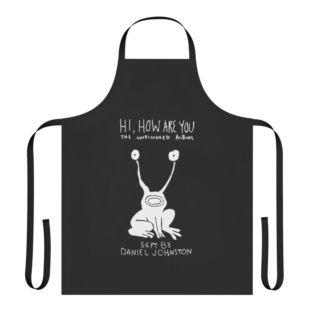 Retro apron featuring a graphic design inspired by Daniel Johnston's "Hi, How Are You" album cover
