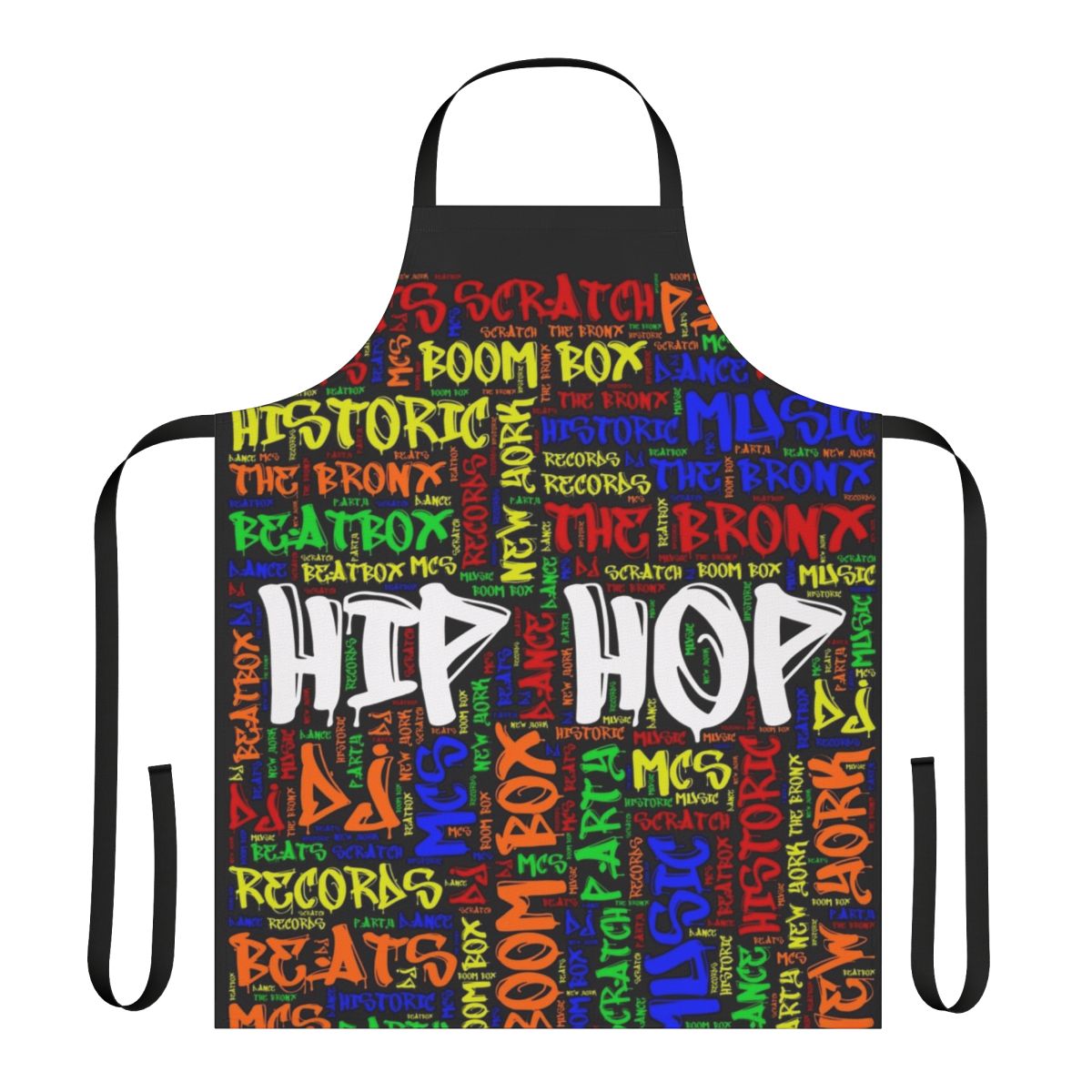 Retro-style hip hop cooking apron celebrating the 50th anniversary of the genre