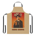 Apron featuring an old school hip hop design with the text "Ice T" and a retro music theme