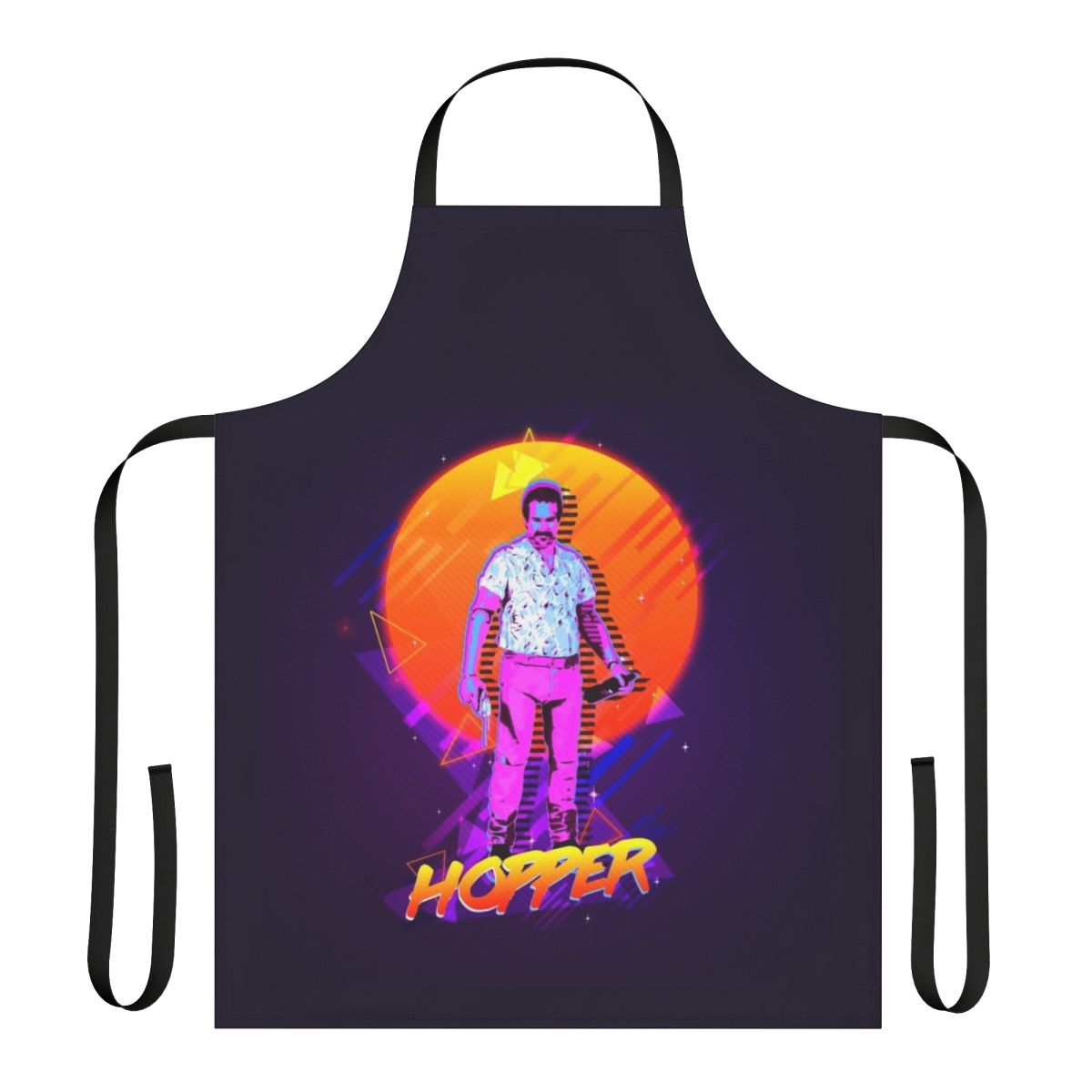 Hopper-inspired apron with Stranger Things design elements