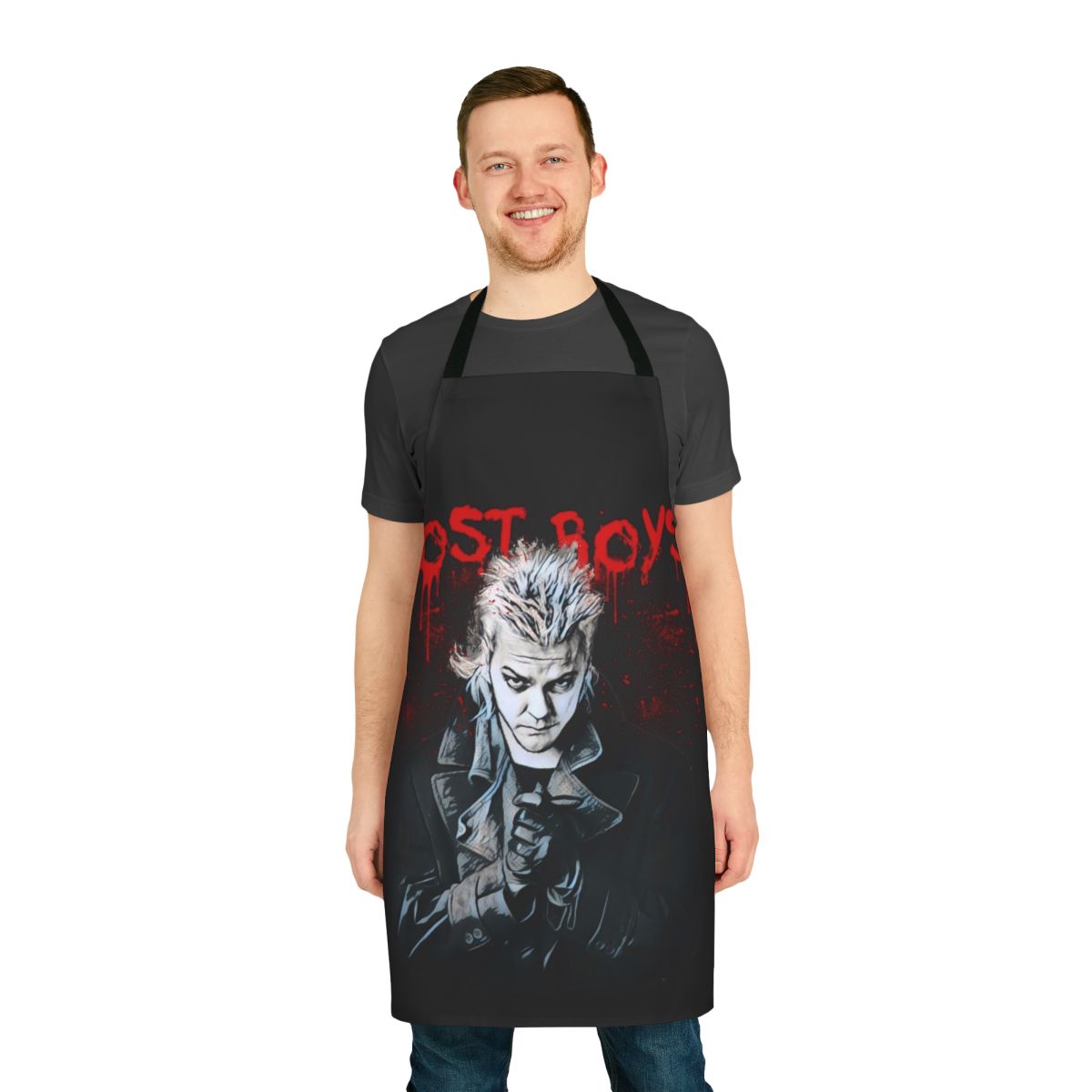 Lost Boys-inspired horror apron featuring classic 80s vampire imagery