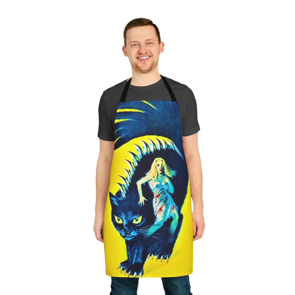 Retro-style apron with imagery inspired by the 1971 cult classic horror film "Cat O' Nine Tails"