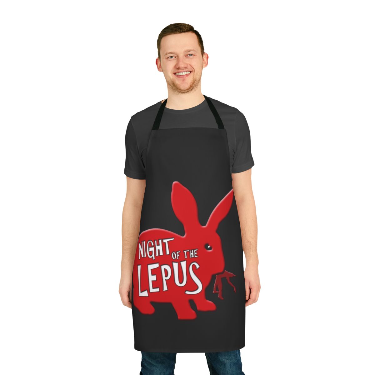 Night of the Lepus horror movie inspired apron with rabbit graphic