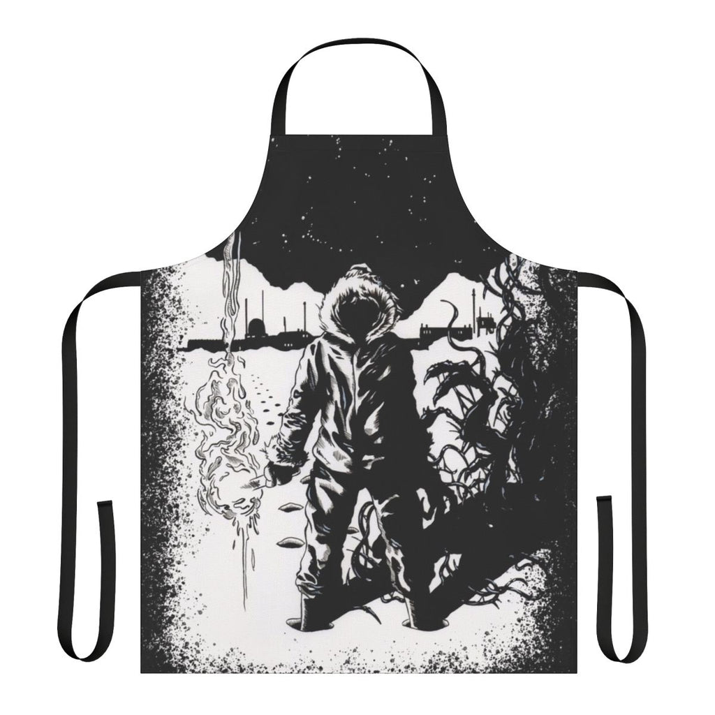 Retro horror movie inspired apron with a design reminiscent of The Thing by John Carpenter.