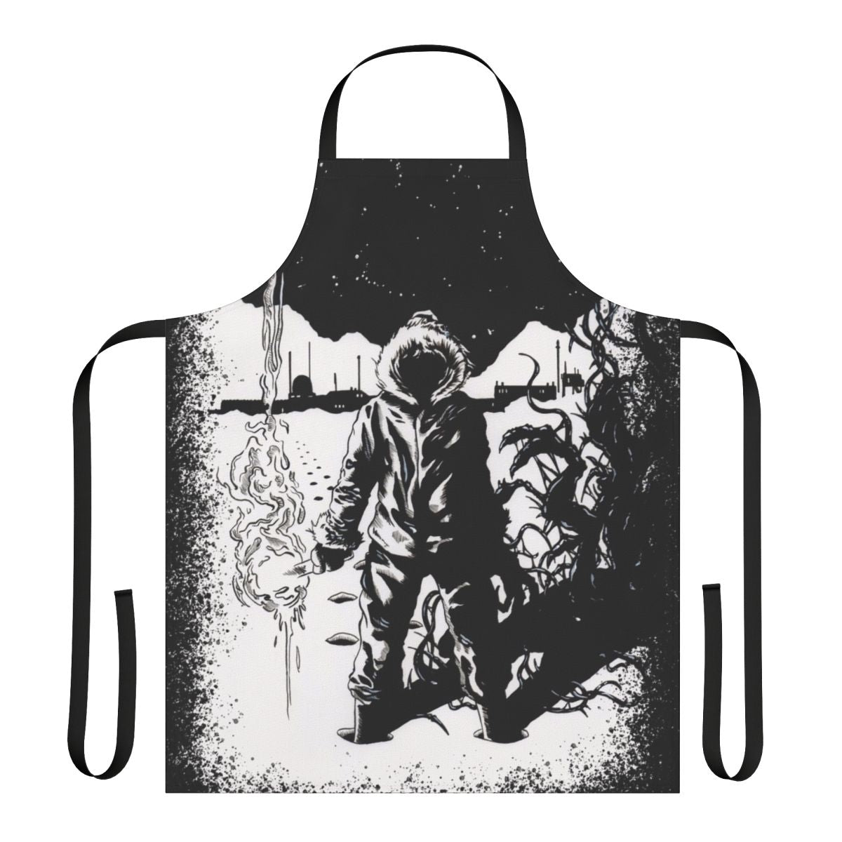 Retro horror movie inspired apron with a design reminiscent of The Thing by John Carpenter.