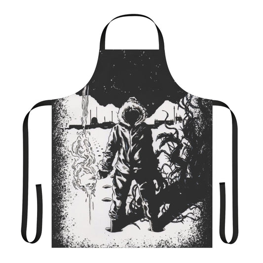 Retro horror movie inspired apron with a design reminiscent of The Thing by John Carpenter.