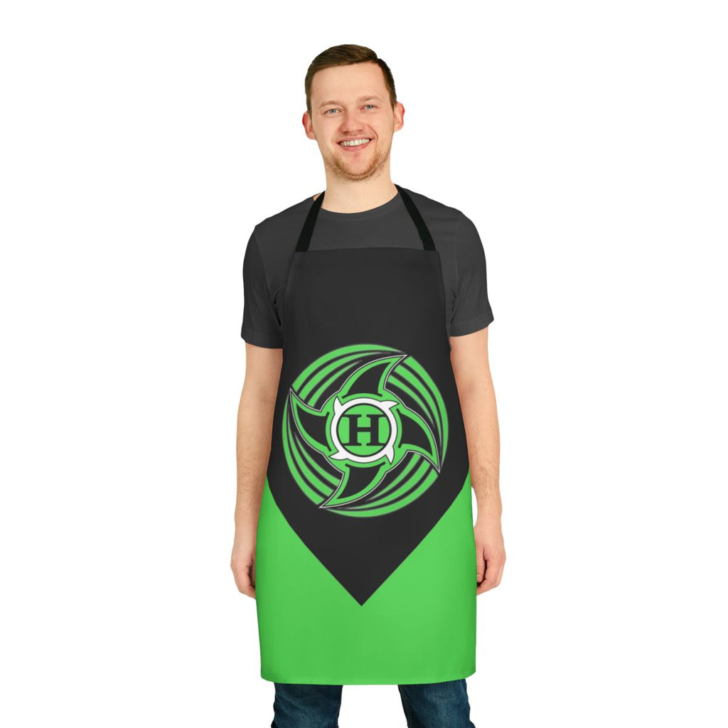 Retro-style green hurricane wrestler apron with classic wrestling logo and icon design
