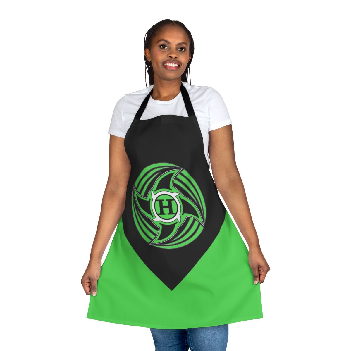 Retro-style green hurricane wrestler apron with classic wrestling logo and icon design