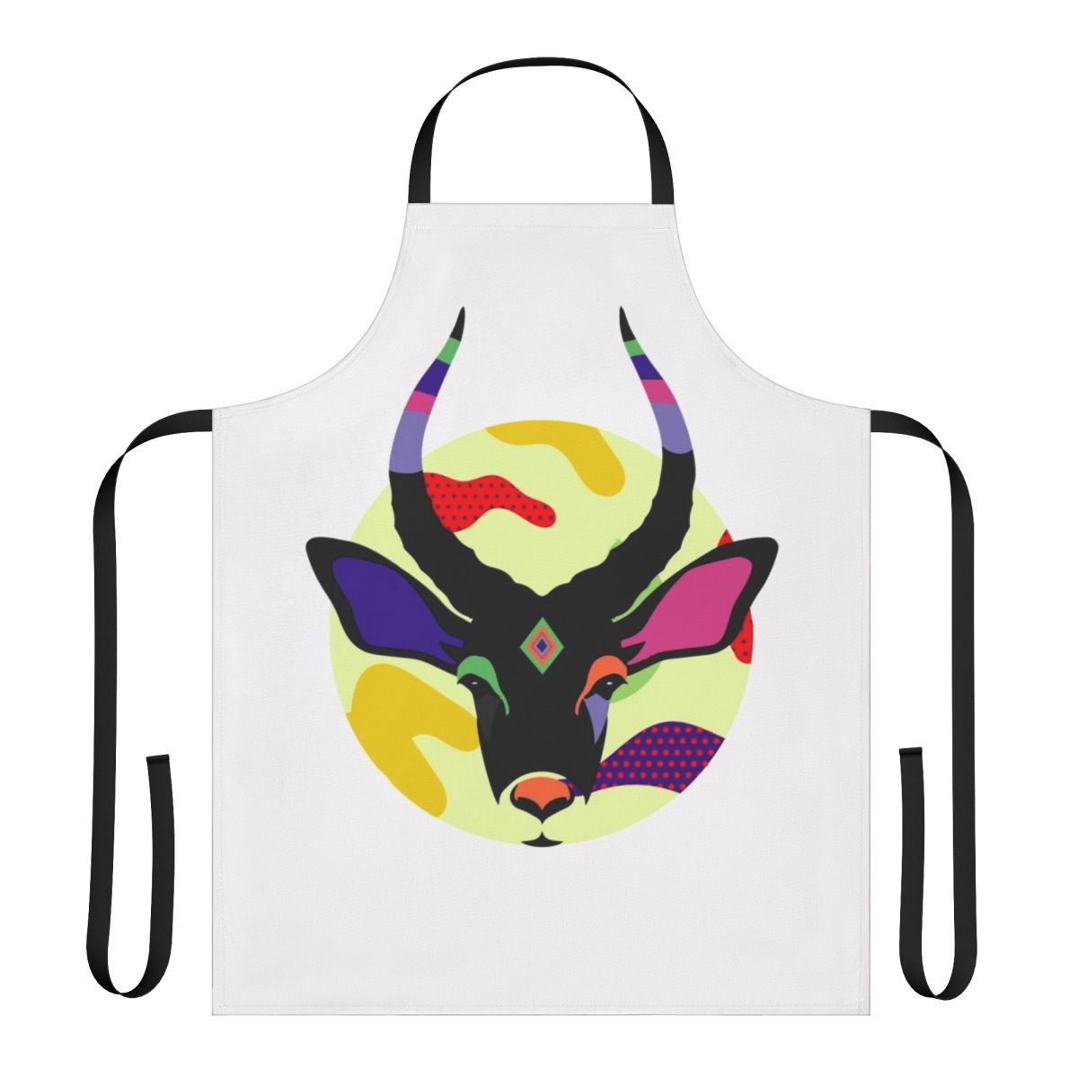 Retro-style apron featuring an illustration of an impala, an African antelope