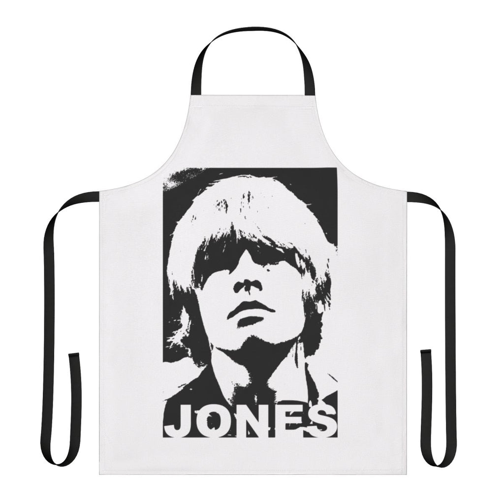 Retro 1960s music-themed apron featuring Brian Jones of The Rolling Stones