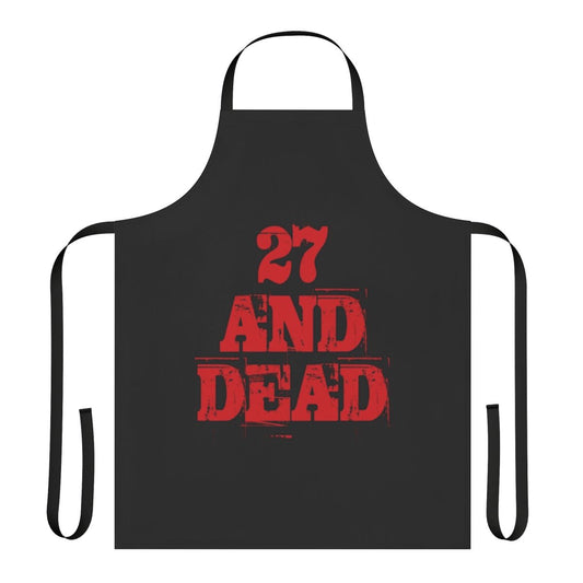 Retro-inspired apron featuring the text "27 And Dead" in a vintage, pop culture design