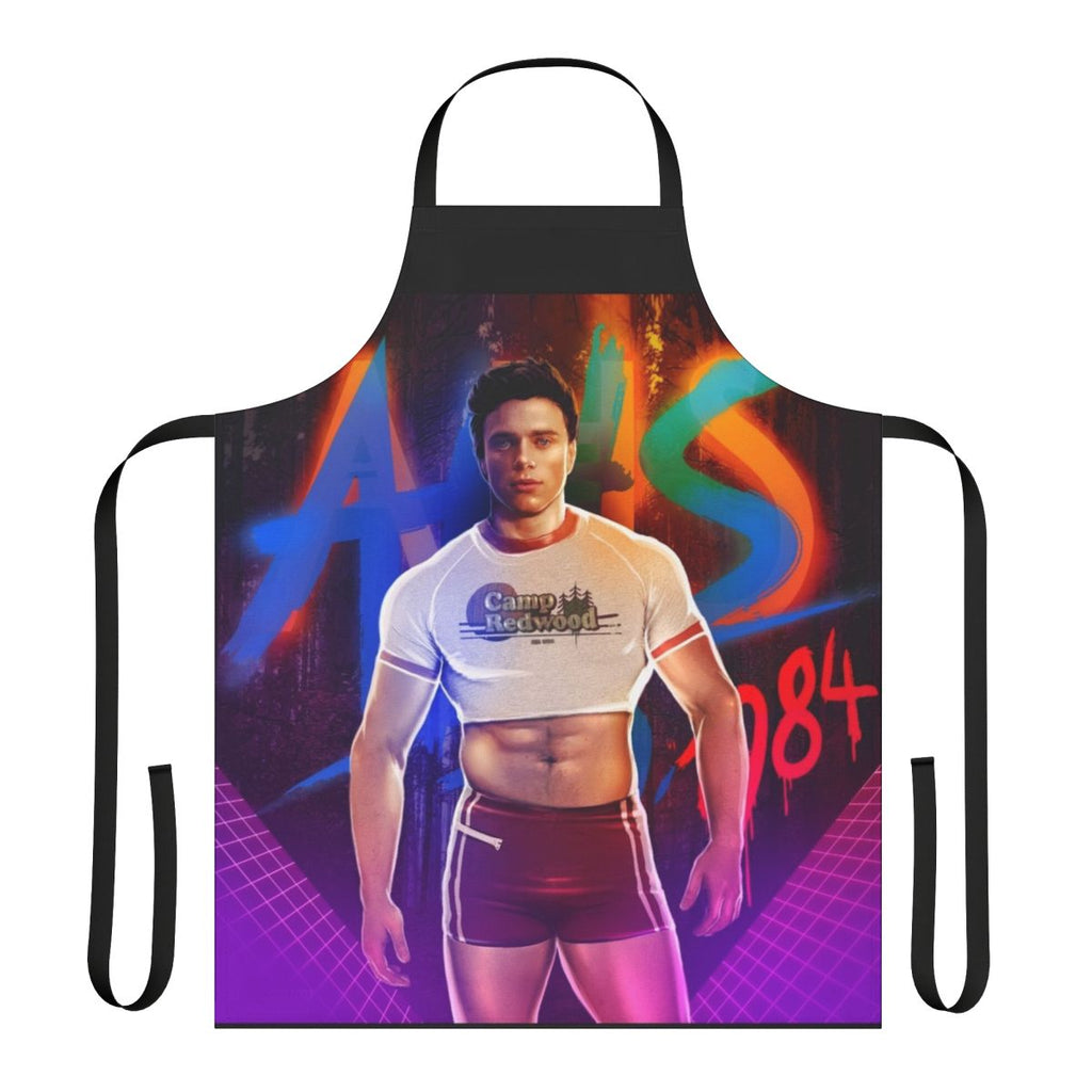 Retro 80s style apron with vibrant colors and patterns