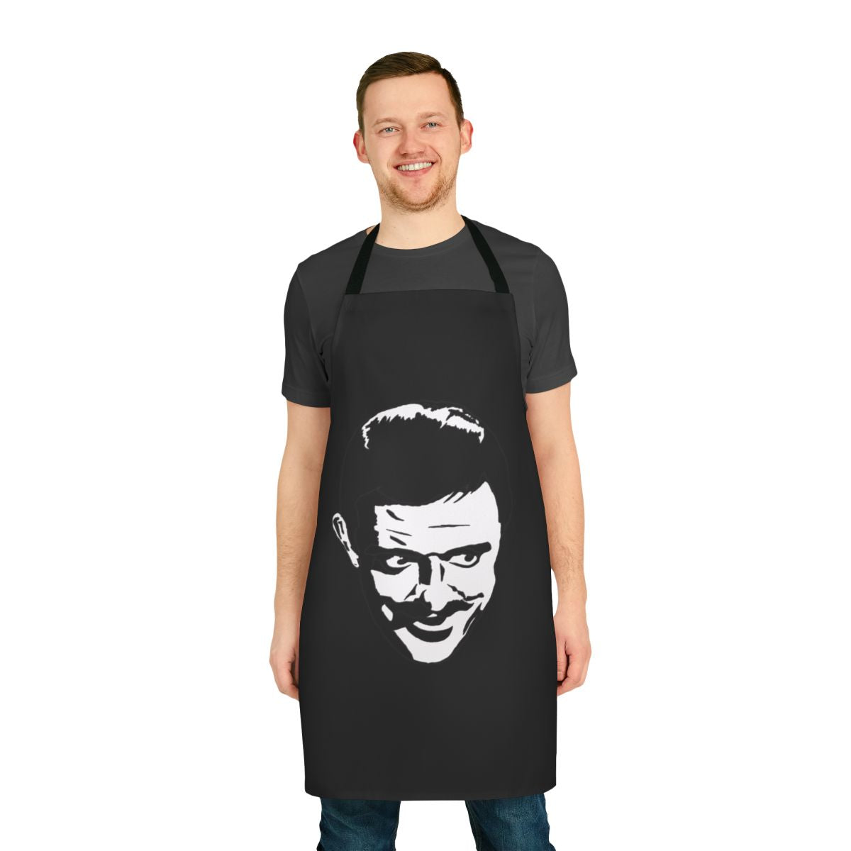 Retro-inspired apron featuring the character Gomez Addams from the Addams Family