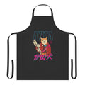 Stylish apron featuring a vibrant, retro-inspired Akita dog design with a chill wave, synthwave aesthetic